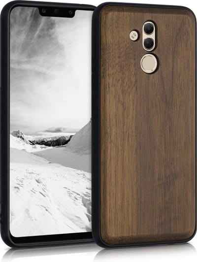 kwmobile telefoonhoesje geschikt voor Huawei Mate 20 Lite - Hoesje met bumper in donkerbruin - Backcover - hout