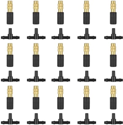 Dailygoody - Verstelbare Messing Mist Spray Verstuiver - 15 Tuin Sprinklers - Watering Druppelaar Kit - Zwart en Goud - Irrigatie voor Planten -...