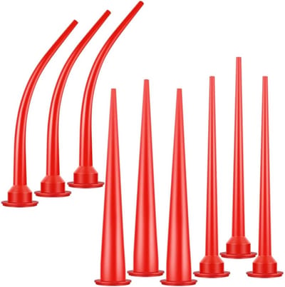 Kitmondstuk Set - Kit Applicator Verlenger - Precisie Kit Aanbrengen - Gebogen Mondstuk Ontwerp - 30 cm Lengte - Rood