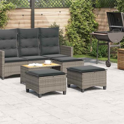 vidaXL - Tuinkrukken - met - kussens - 2 - st - 55x55x36 - cm - poly - rattan - grijs