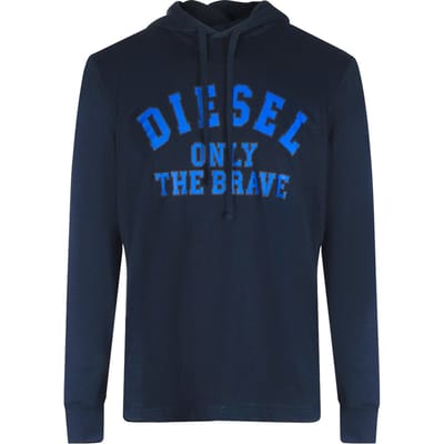 Diesel Only The Brave Logo marineblauw T-shirt met capuchon