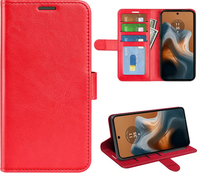 MobyDefend Hoesje - Geschikt voor Motorola Moto G34 - Wallet Book Case (Sluiting Achterkant) - Rood