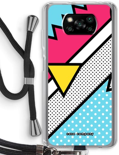 Case Company® - Hoesje met koord geschikt voor Poco X3 Pro hoesje met Koord - Pop Art #3 - Telefoonhoesje met Zwart Koord - Bescherming aan alle Kanten en Over de Schermrand