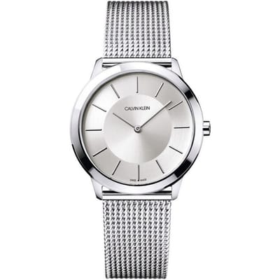Montre Quartz Calvin Klein Ck Mouvement Quartz Bracelet en Acier Inoxydable Cadran Argenté Style Suisse Classique Montres Unisexes K3M22126 Regular Watch Box,Silver Dial white