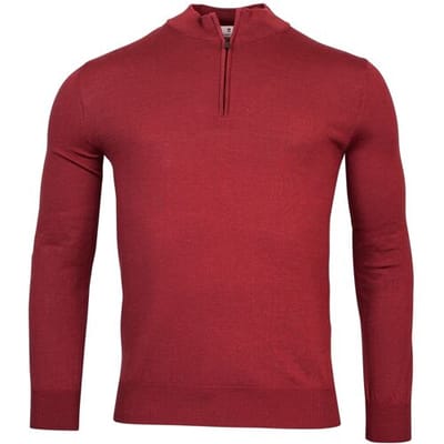 Thomas Maine Trui Merino Half Zip Single Knit Raspberry / male