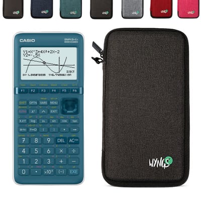 Casio Graph 25+E II incl. WYNGS Beschermhoes Donkergrijs - Grafische Rekenmachine - Basis Pakket