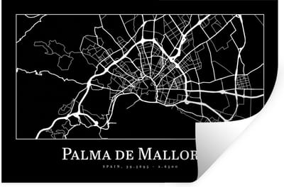 Muurstickers - Sticker Folie - Plattegrond - Stadskaart - Palma de Mallorca - Kaart - 30x20 cm - Plakfolie - Muurstickers Kinderkamer - Zelfklevend Behang - Zelfklevend behangpapier - Stickerfolie
