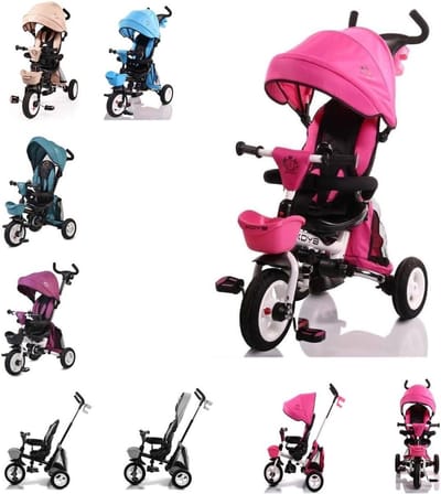 Driewieler 3-in-1 - Kinderfiets - Kind Vermaak - Inklapbaar Ontwerp - 75 x 52 x 110 cm - Roze