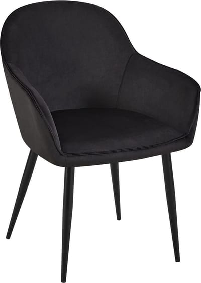 CLP Boise Eetkamerstoel - Met armleuning - Metalen frame - Velvet - Fluweel - zwart