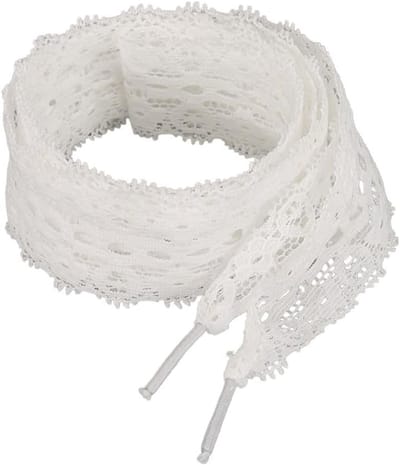 Lace Laces voor Dames - 2 Paar Platte Holle Veters voor Sneakers, Sport- en Hardloopschoenen, 120 cm, Wit