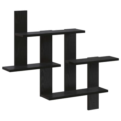vidaXL - Wandplank - Zwart - eiken - 85 - x - 13,5 - x - 73,5 - cm - Bewerkt - hout