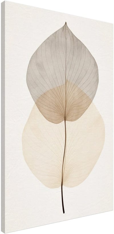 Canvas Schilderij - Japandi - Leaf 60x90 cm - Bloemen en Planten Wanddecoratie Woonkamer & Slaapkamer