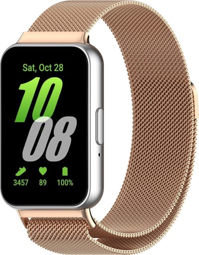Strap-it Milanees bandje / Milanese band met magneetsluiting - geschikt voor Samsung Galaxy Fit 3 (rosé goud)