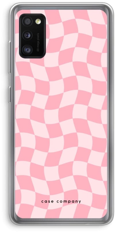 Case Company® - Hoesje geschikt voor Samsung Galaxy A41 hoesje - Grid Roos - Soft Cover Telefoonhoesje - Bescherming aan alle Kanten en Schermrand