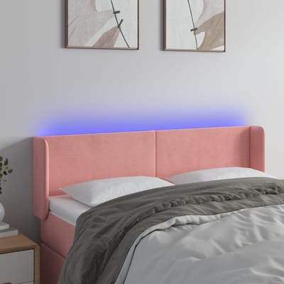 vidaXL - Hoofdbord - LED - 147x16x78/88 - cm - fluweel - roze