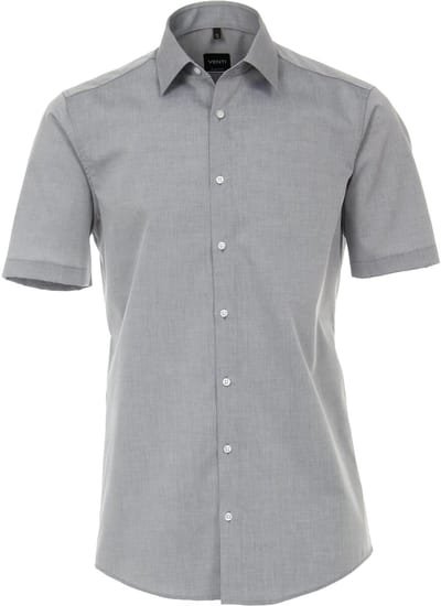 VENTI modern fit overhemd - korte mouw - popeline - grijs - Strijkvriendelijk - Boordmaat: 38 (EU maat: S)