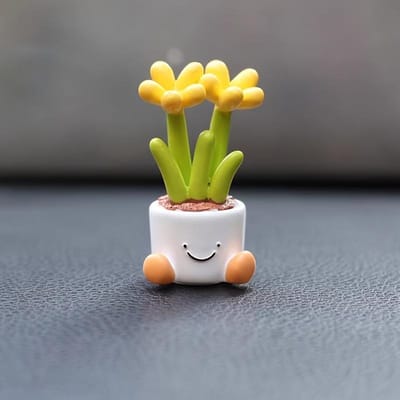 Vier Sets, Leuke Auto-accessoires Ornamenten, Potplant Bloemen Auto Mini Ornamenten, Mini Dashboard Decoraties met Een Gevoel van Verfijning narcis