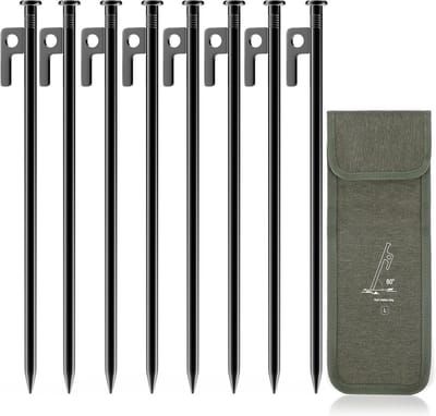 Steel Tentpeggs 8 stuks 30 cm met Opbergzak voor Harde Grond Bos en Gras