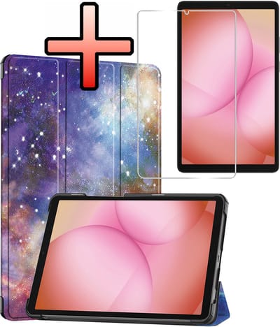 Hoes - Geschikt voor Samsung Galaxy Tab A11 - Met Screenprotector - Trifold Bookcase - Hard Cover - Hardcover Book Case - Tablet Hoesje - Galaxy