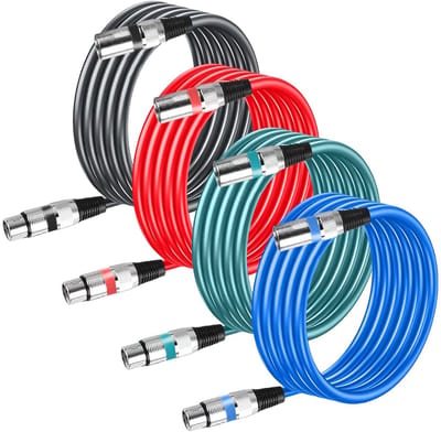 4 x 3 meter XLR-kabel set - Symmetrische microfoonkabel - DMX-audio kabel - PVC - 3-polig - Stekker naar bus - Voor studio en live gebruik