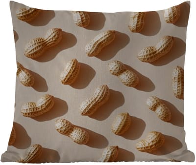 Tuinkussen - Pinda's - Patroon - Beige - 40x40 cm - Weerbestendig