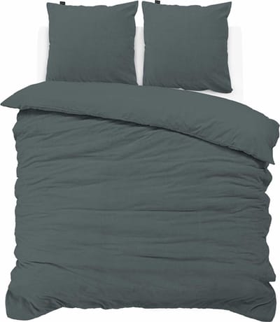 iSleep Dekbedovertrek Teddy Fleece - Litsjumeaux - 240x200/220 cm - Antraciet