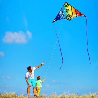 Delta Vlieger - Grote Vlieger - Strand Spelletjes - Makkelijk Vliegend - 40 cm Breed - Regenboog