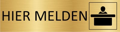 CombiCraft deurbordje Hier melden in goud met tape - 165 x 45 mm