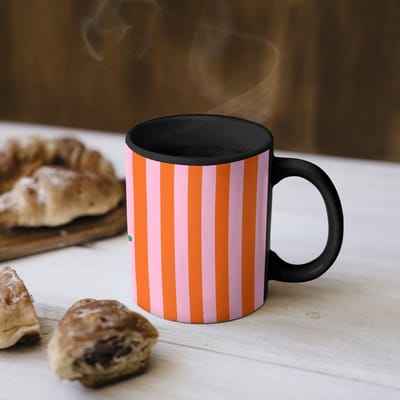 Magische Mok - Foto op Warmte Mokken - Koffiemok - Patroon - Oranje - Fijn - Strepen - Magic Mok - Beker - 350 ML - Theemok - Mok met Tekst