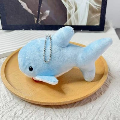 18cm Mignon Simulation Requin Peluche Pendentif Jouets Doux Dessin Animé Baleine Poupée Peluche Porte-clés Sac Pendentif Cadeaux d'Anniversaire Enfants bleu ciel