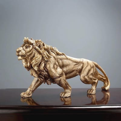 Omgoods - 14.5 Inch Leeuw Resin Beeld - Decoratieve Beeld voor Woonkamer en Kantoor