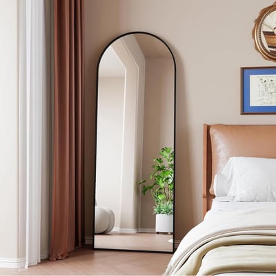162 x 53 cm Standing Mirror, Full Body Mirror with Black Frame, Wall Mirror for Hanging or Freestanding on the Floor, Suitable for Bedroom, Dressing Room, Hallway