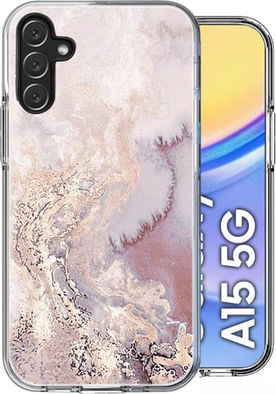 Hoesje geschikt voor Samsung Galaxy A15 - Back Cover Marmer Siliconen Case Roze