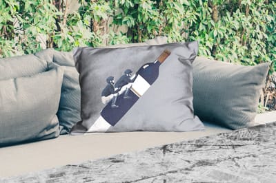 Buitenkussens - Fles - Mannen - Vintage - 60x40 cm - Weerbestendig