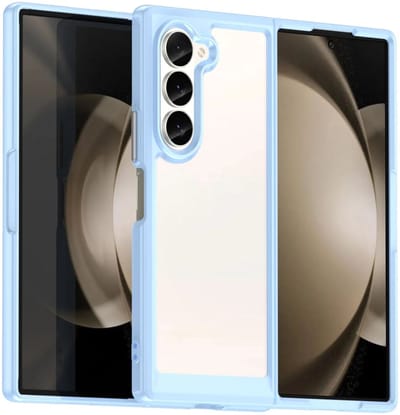 Hoesje Geschikt voor Samsung Galaxy Z Fold 6 - Shock Proof Back Cover Transparant/Blauw