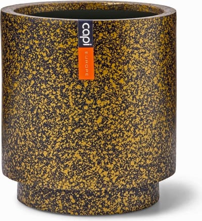 Capi Europe - Vaas cilinder Terrazzo Gold - 8x9 - Goud - Opening Ø7 - Bloempot voor binnen - 5 jaar garantie - BTZG311