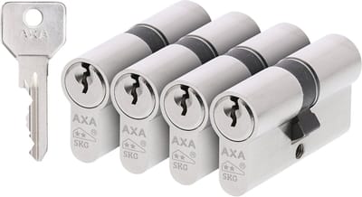 AXA Dubbel Cilinderslot - 30/30 mm - Security - Veiligheidscilinder Vernikkeld - SKG2 - incl. 12 sleutels
