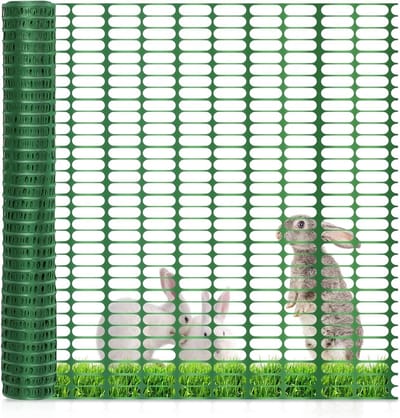 Beschermnet, kunststof net, 2 stuks, waarschuwingsnet, bouwplaatsnet, omheiningsnet, opvanghek, wildhek, opvangnet, rol, groen, 1 m x 50 m