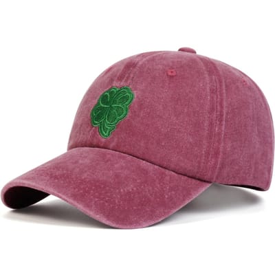 Casquettes de Baseball Broderie Trèfle Unisexes Lavées Printemps et Automne Extérieur Réglables Casquettes Décontractées Casquette Anti-Soleil Casquette de Sport pink