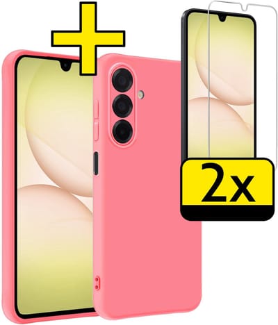Hoesje - Met 2x Screenprotector - Geschikt voor Samsung Galaxy A17 - Sterk & Shockproof - Back Cover - Siliconen Case - Telefoon Hoes - Telefoonhoesjes - Lichtroze