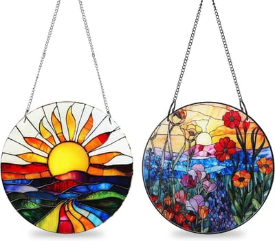Zonnevanger, raamdecoratie, hangend, groot, met ketting en haak, raamdecoratie, hangend, voor tuin, balkon, woonkamer, slaapkamer (20 x 20 cm)