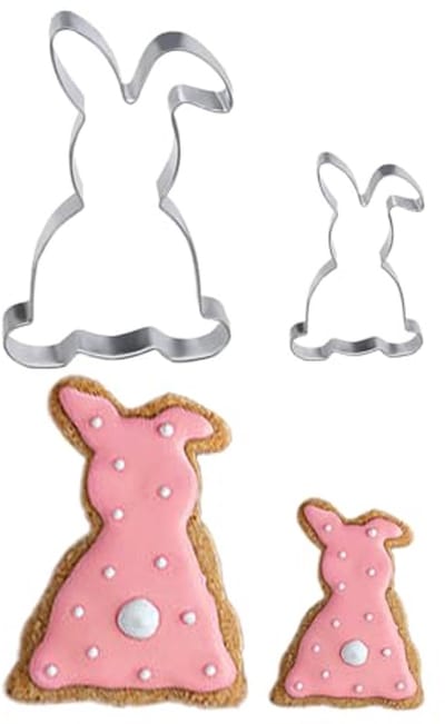 Konijnenkoekjessnijders set van 2 - Creatieve uitsteekvormen voor Pasen, verjaardagen en feestjes - Roestvrij staal