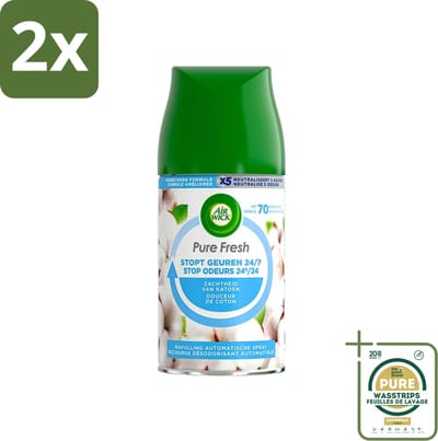 Air Wick Pure - Luchtverfrisser Navulling - Zachtheid van Katoen - 250ml - Voordeelverpakking - 2 stuks - Freshmatic - Katoen geur