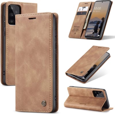 Casemania Hoesje Geschikt voor Samsung Galaxy M23 Sienna Brown - Dunne Portemonnee Book Case - Slim Wallet Case met Pasjeshouder