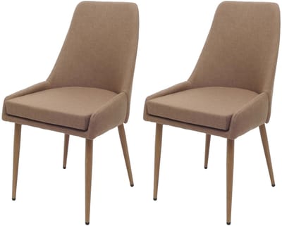Set van 2 eetkamerstoelen MCW-O27, keukenstoel gestoffeerde stoel, stof/textiel (280g/m²) metaal ~ bruin