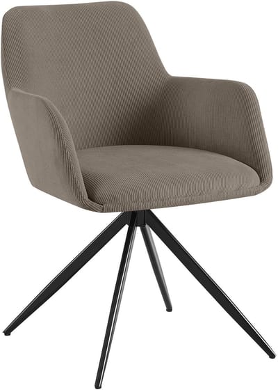 CLP Olema Eetkamerstoel - draaibaar - met armleuning - metalen frame - corduroy - ribstof - Ribstof/taupe