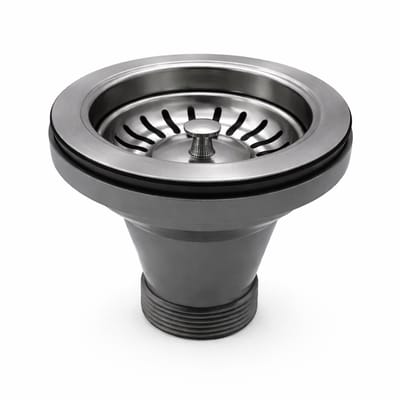 Waterval Korfplugset 114 mm – Zonder Overloop – RVS 304 – G1½ – Universele Gootsteenplug set – Gunmetal Grey