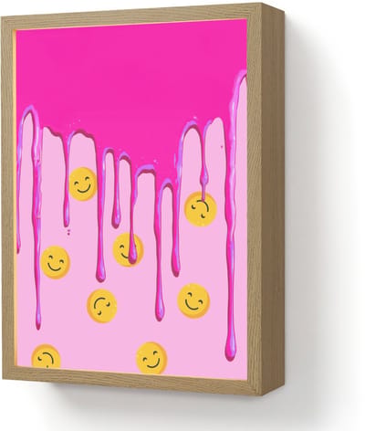 Wandlamp 30x40 cm - Oplaadbaar - Smiley - Roze - Glazuur - Wandlampen binnen woonkamer - Slaapkamer lamp - Decoratieve nachtlamp - Vloerlamp draadloos