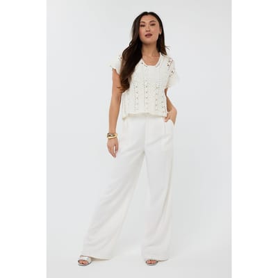 EsQualo Trousers Wb Pleat Off White Größe: 34 | Stoffhosen Outlet | Damen | Weiß