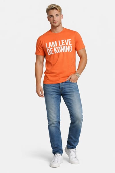 Getdrezzed Top - Maat: XL - T shirt Koningsdag met opdruk lam leve de koning heren oranje